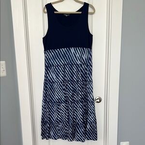 Neiman Marcus Cotton Gauze Tie Dye Tiered Sleeveless Maxi Dress